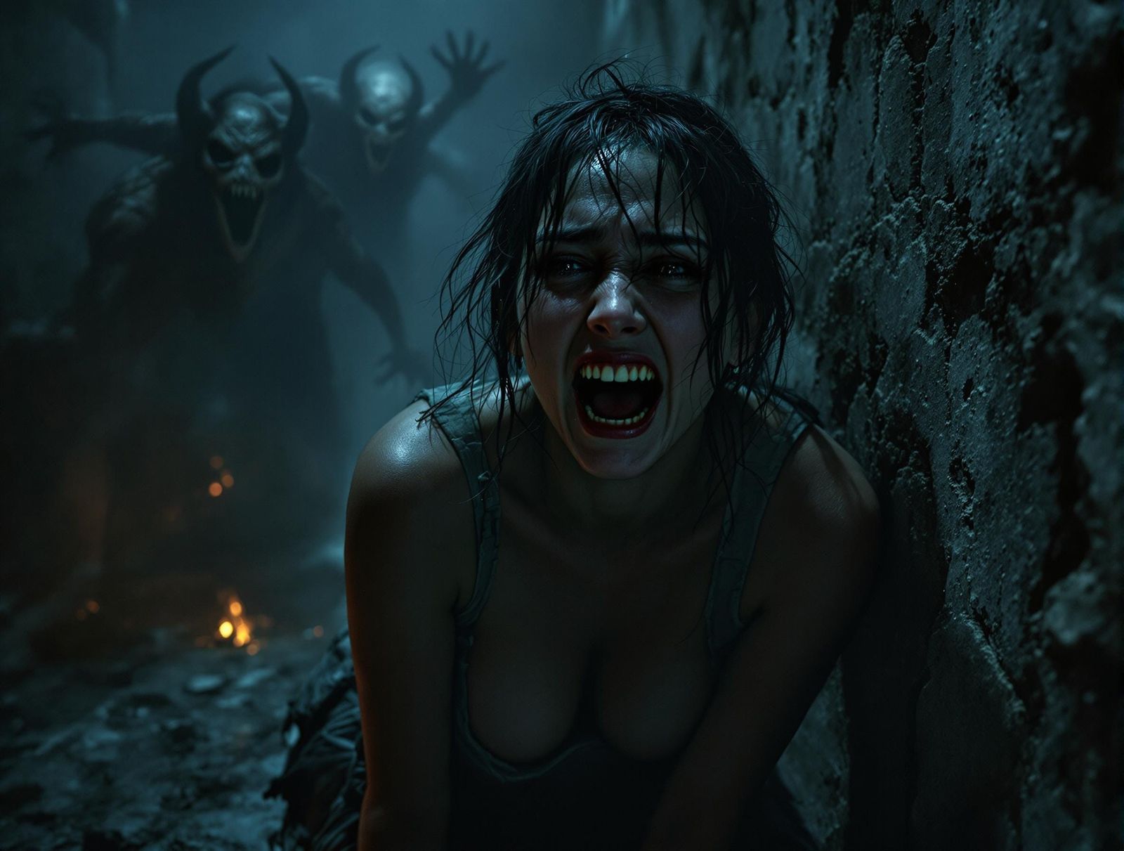 Tortured Soul in Hellish Prison Cell