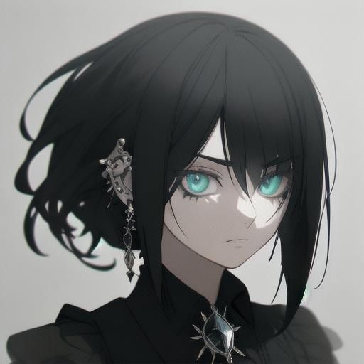 Dark Academia Anime Woman with Gothic Jewelry