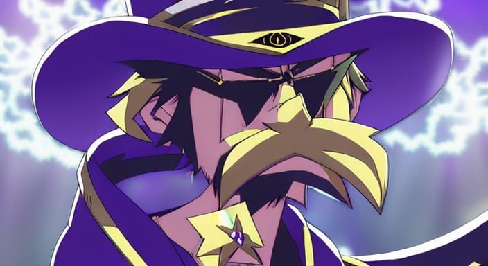Sinister Waluigi in Anime Key Visual Style