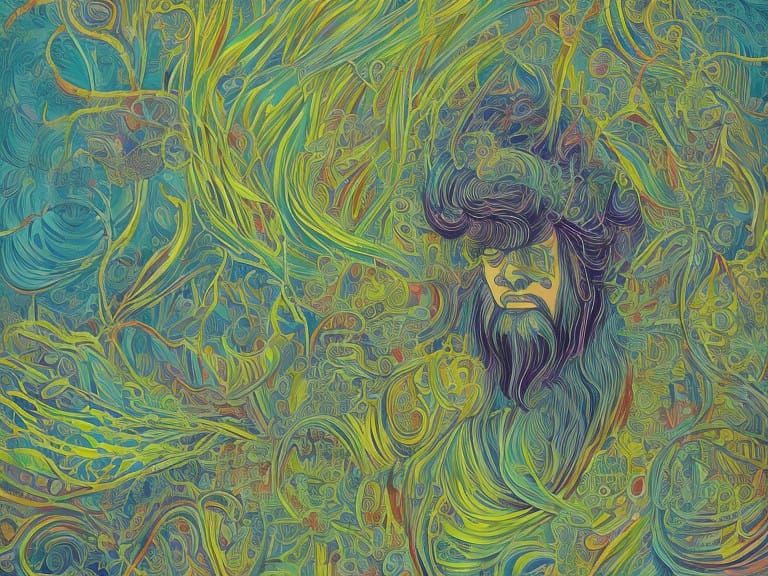 Mystical Forest Goddess in Psychedelic Japan