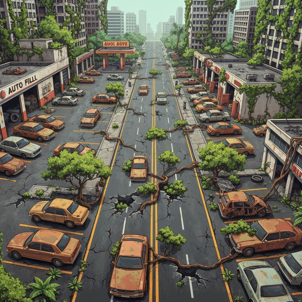 Futuristic Dystopian City Reclaimed by Nature