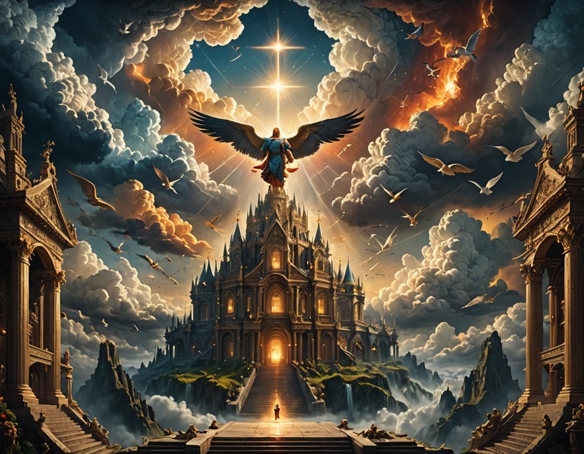 God and Holy Spirit in Heaven: Digital Matte Painting