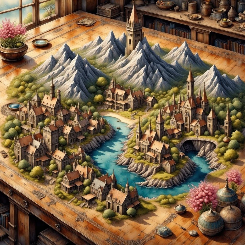Magical 3D Map of Middle-earth Illustration