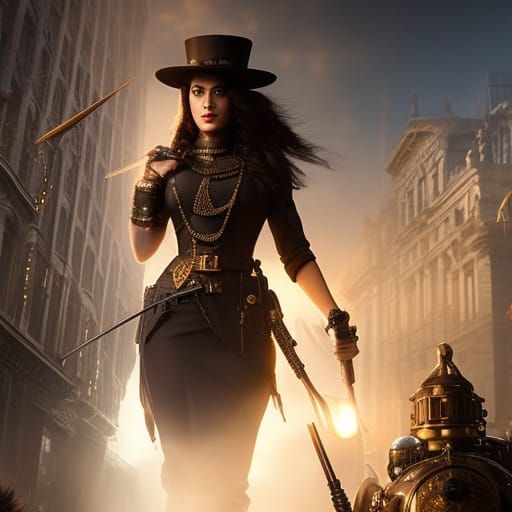 Steampunk Bombay: Indian Female Detective Portrait