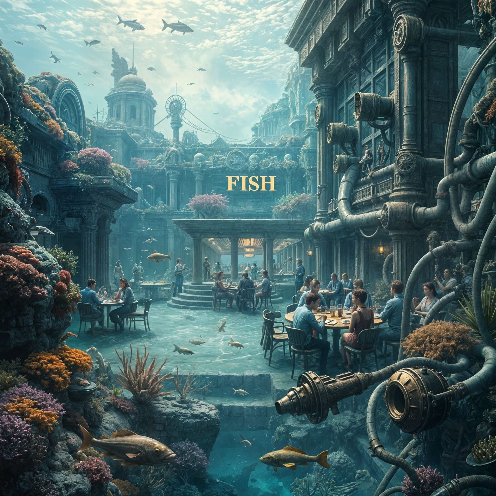 Modern Restaurant in Sunken Atlantis Ruins