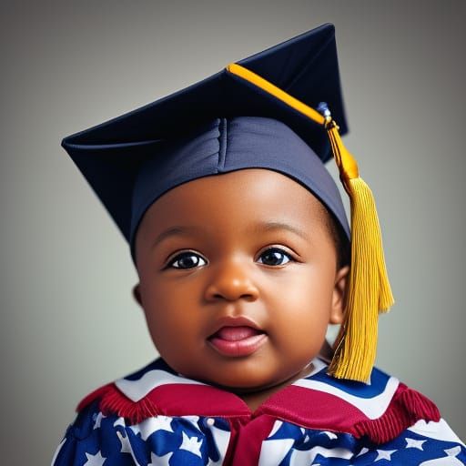 Infant Graduation Portrait with American Flag