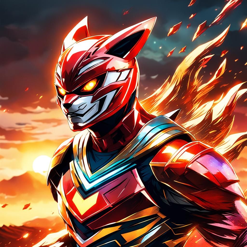 Kitsune Power Ranger in Comic Book Style