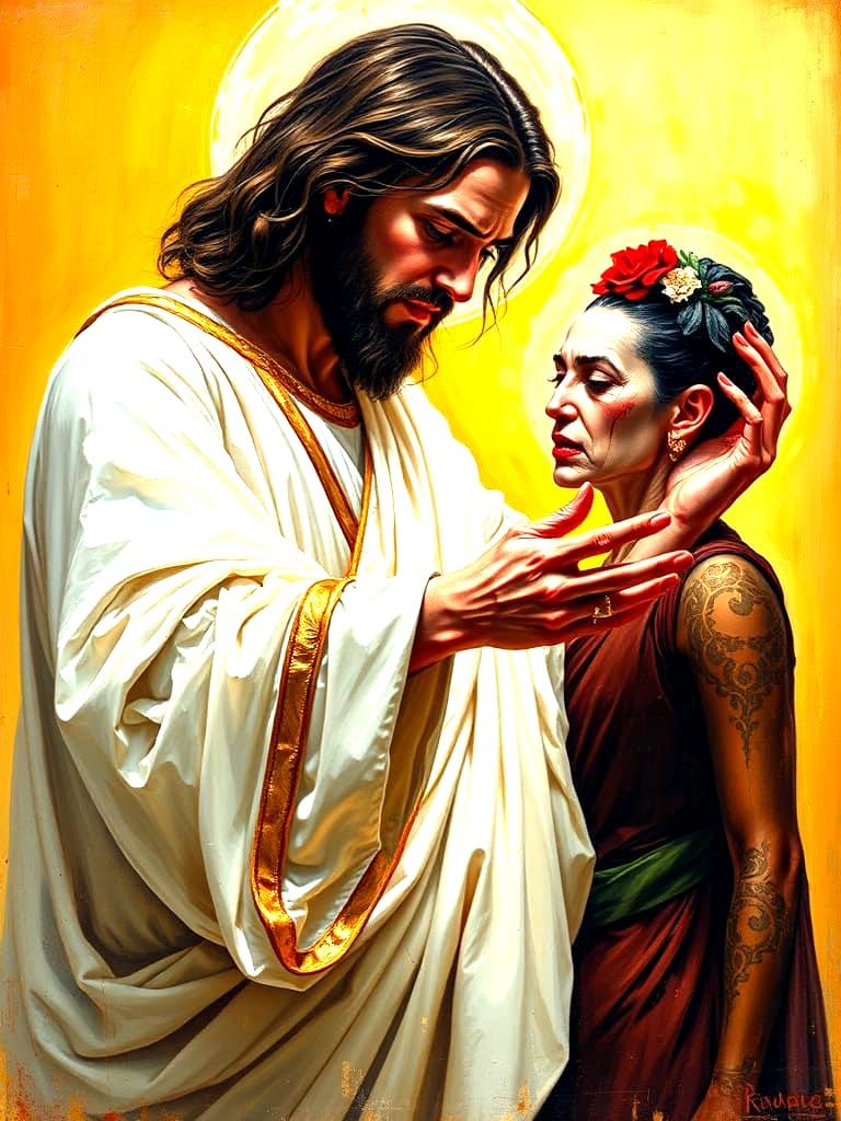 Redemption Through Healing in Vibrant Impasto Style