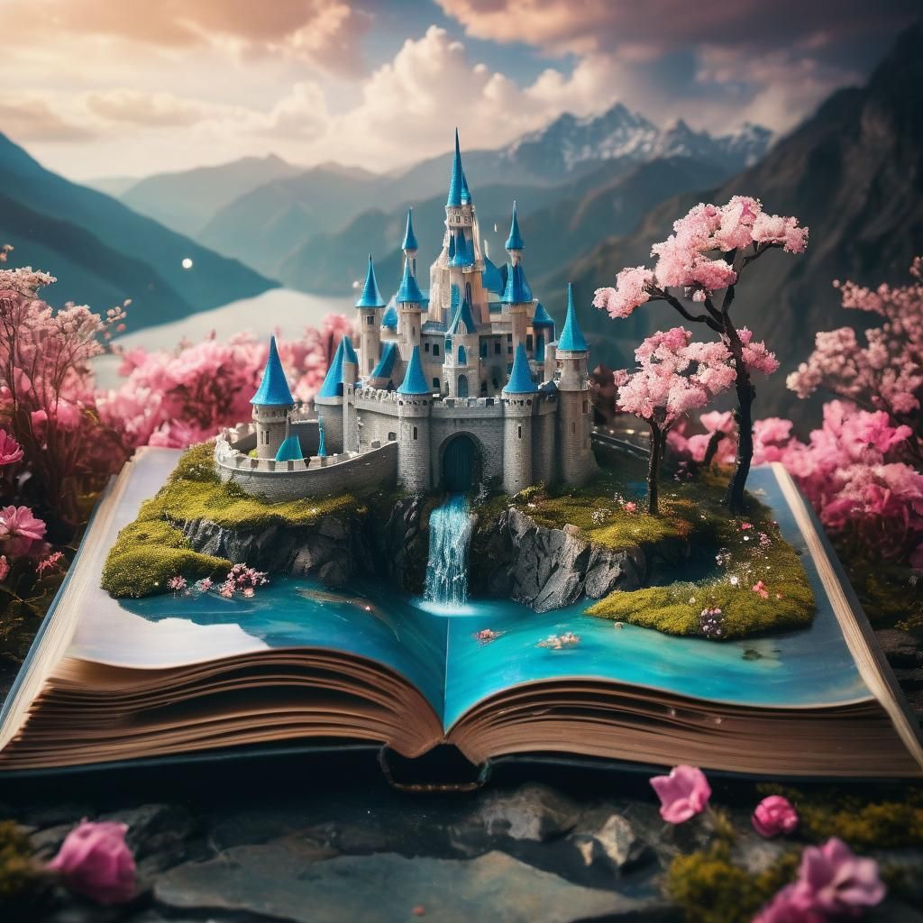 Magic Fairy Castle Landscape in Pop-Up Book