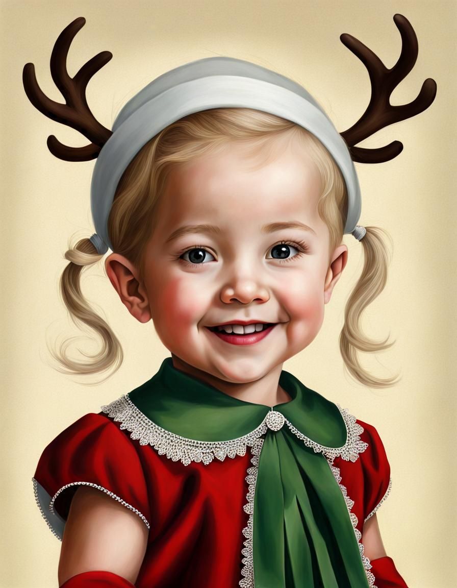 Smiling Toddler in Surrealist Art Style