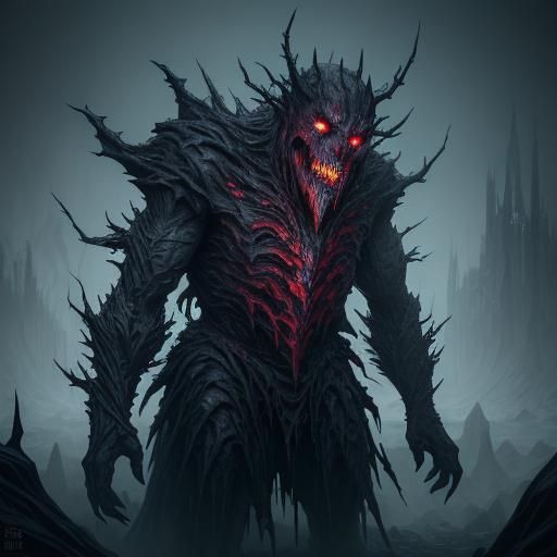 Grotesque Ice Cream Monster in Dark Fantasy Style