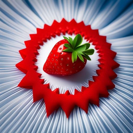 Vibrant Kirigami Strawberry in Photorealistic Detail