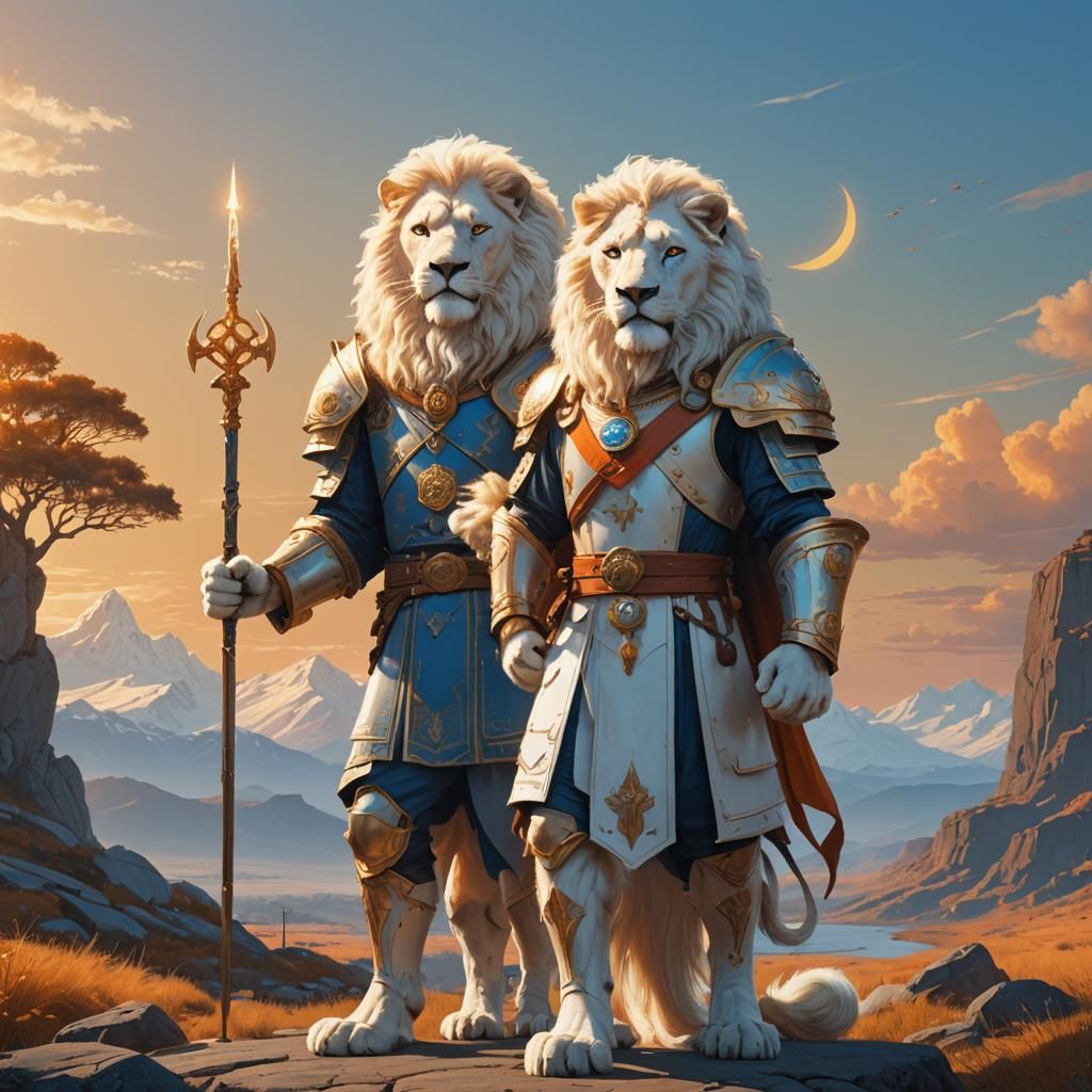 White Lion Cleric with Holy Symbol: Matte Painting