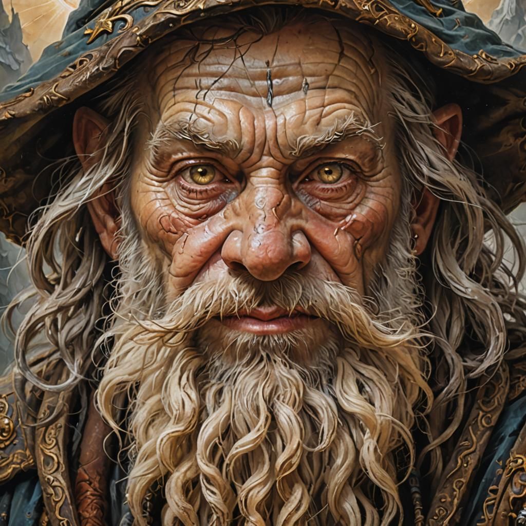 Weathered Dwarf-Wizard Portrait in Oil Painting Style