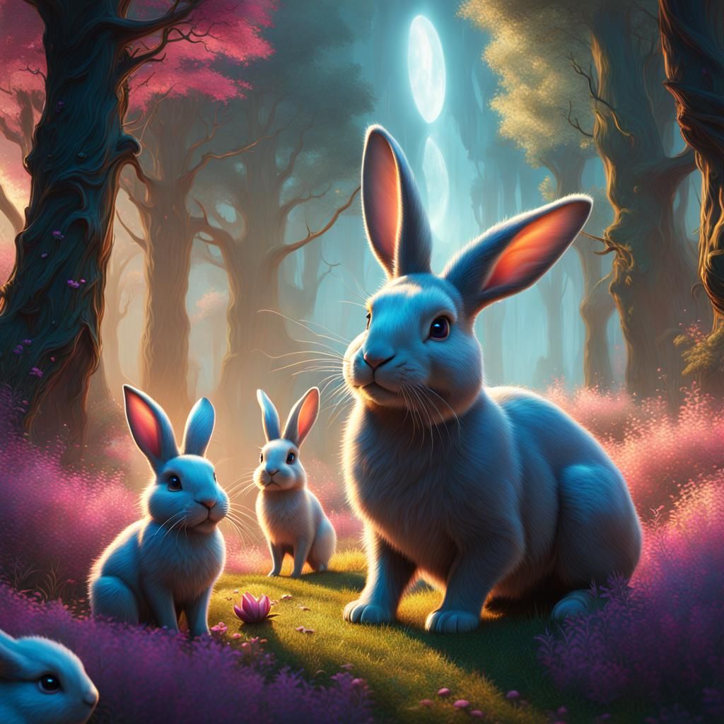 Bunnicorn Convention in Detailed Matte Painting Style