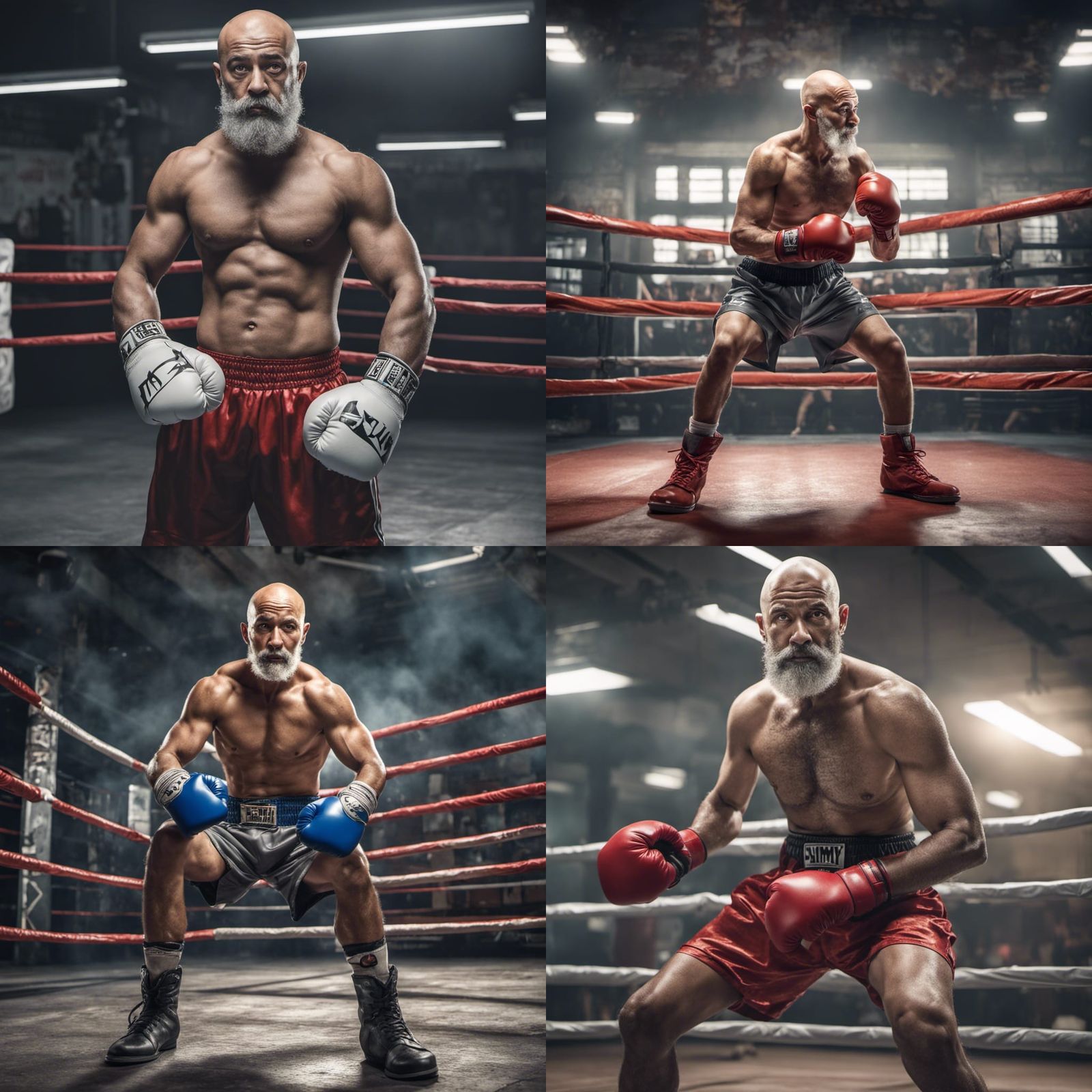 Bald Boxer in Grimy Gym, Vivid 4K Detail