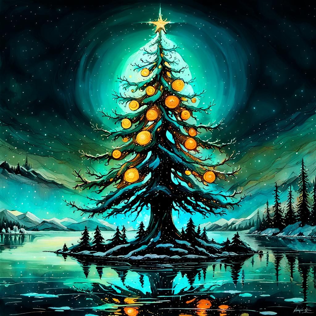 MAGIC CHRISTMAS TREE AT LAKE