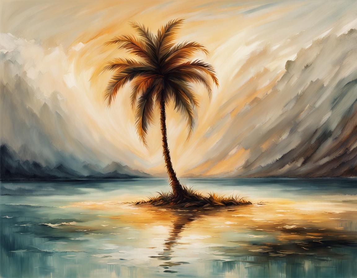 Lonely Palm Island in Romantic Style