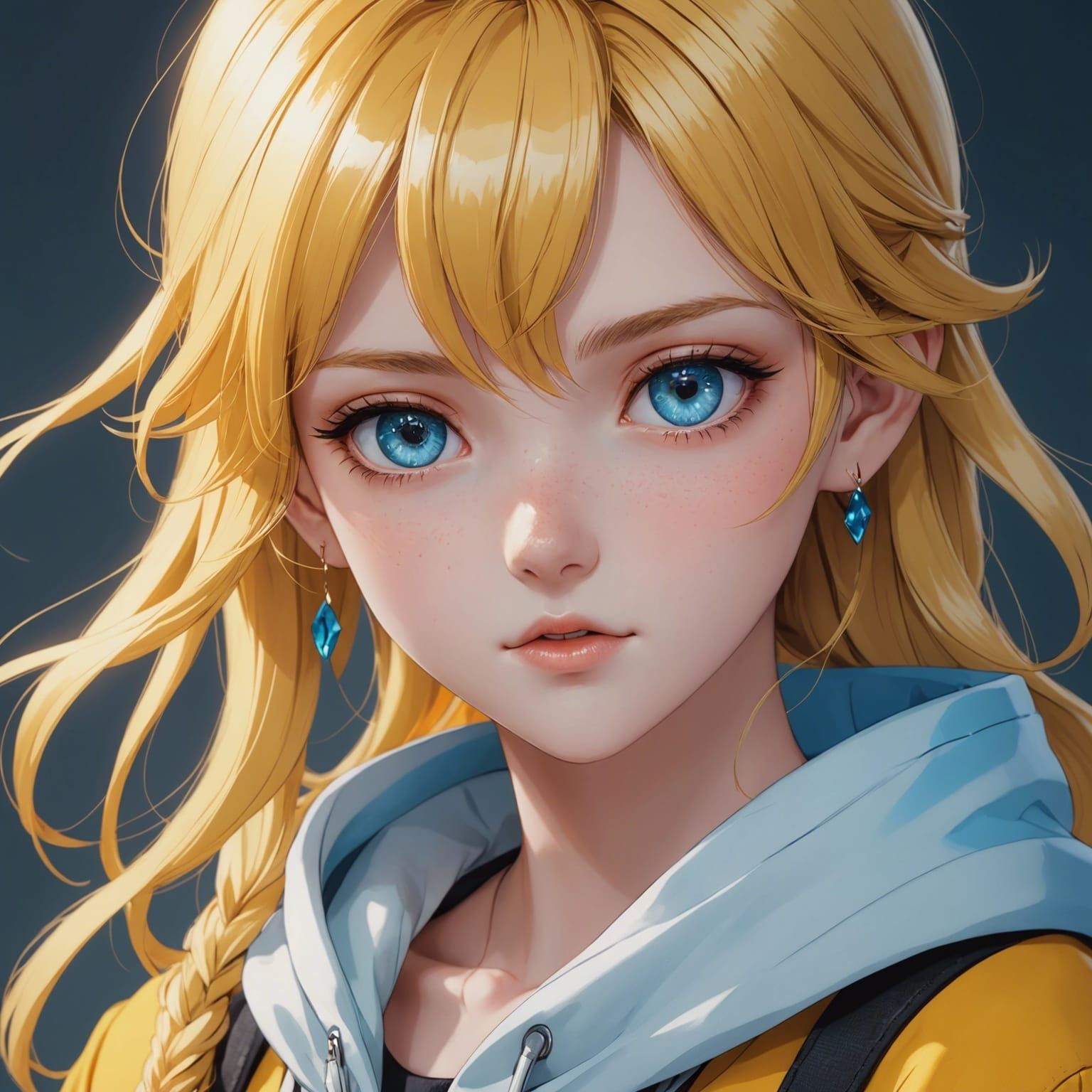 Anime Character with Heterochromia Eyes in Cel-Shaded Style