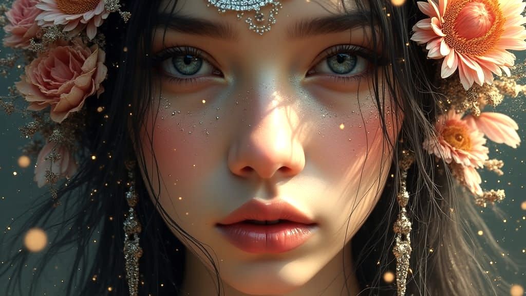 Ethereal Goddess Cloaked in Starlight and Nebula