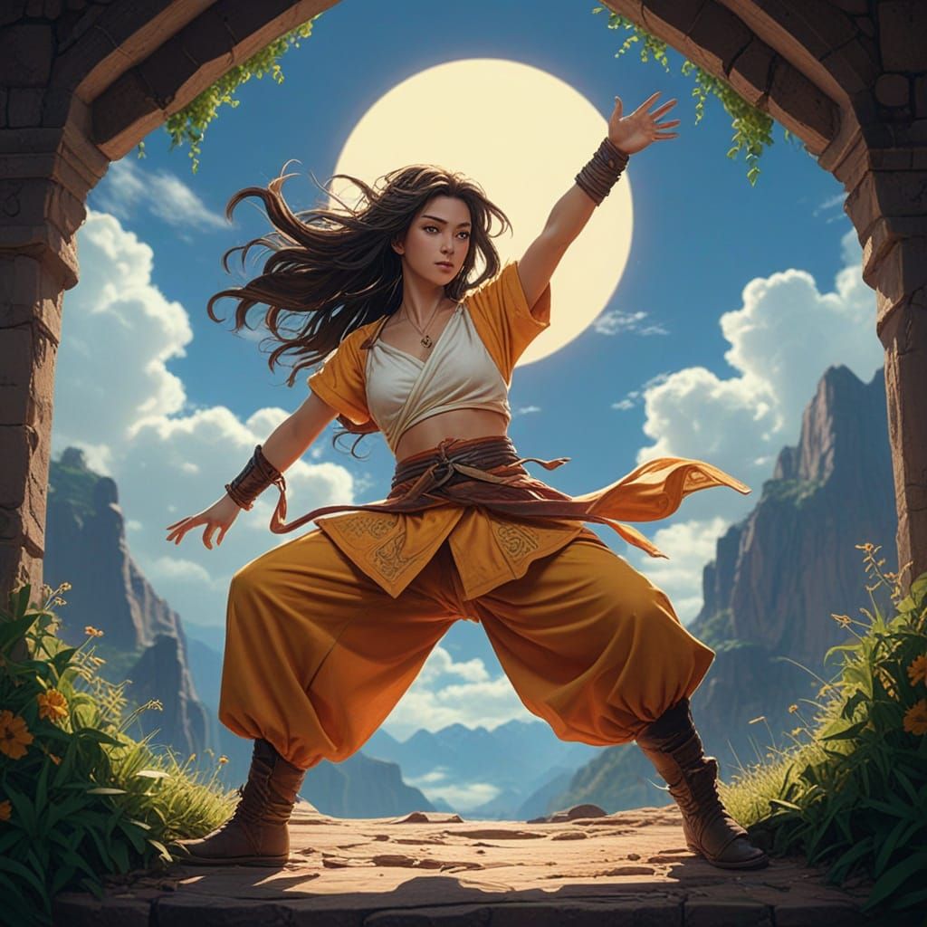 Anime Sun Warrior in Cel-Shaded Style