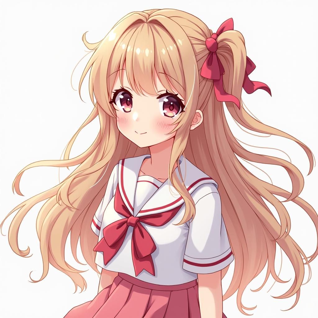 Cute Girl in Anime Style