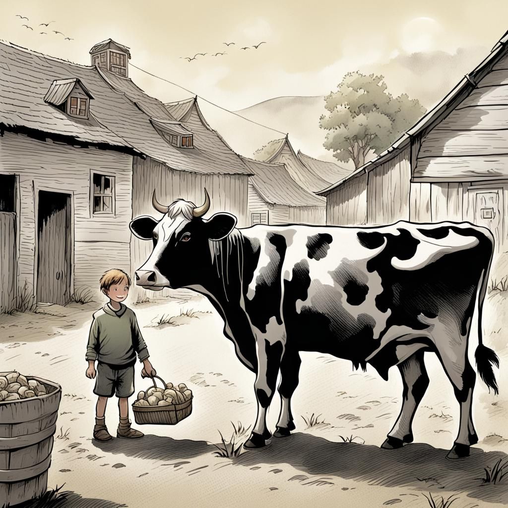 Jack Trades Cow for Magic Beans: AI Art