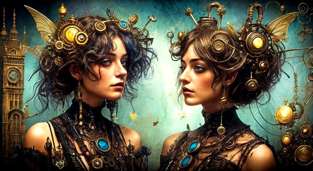Victorian Steampunk Fairies Portrait