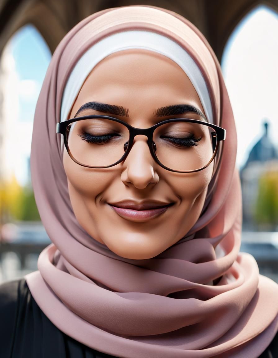 Hijabi Business Woman Portrait with Alcohol Ink