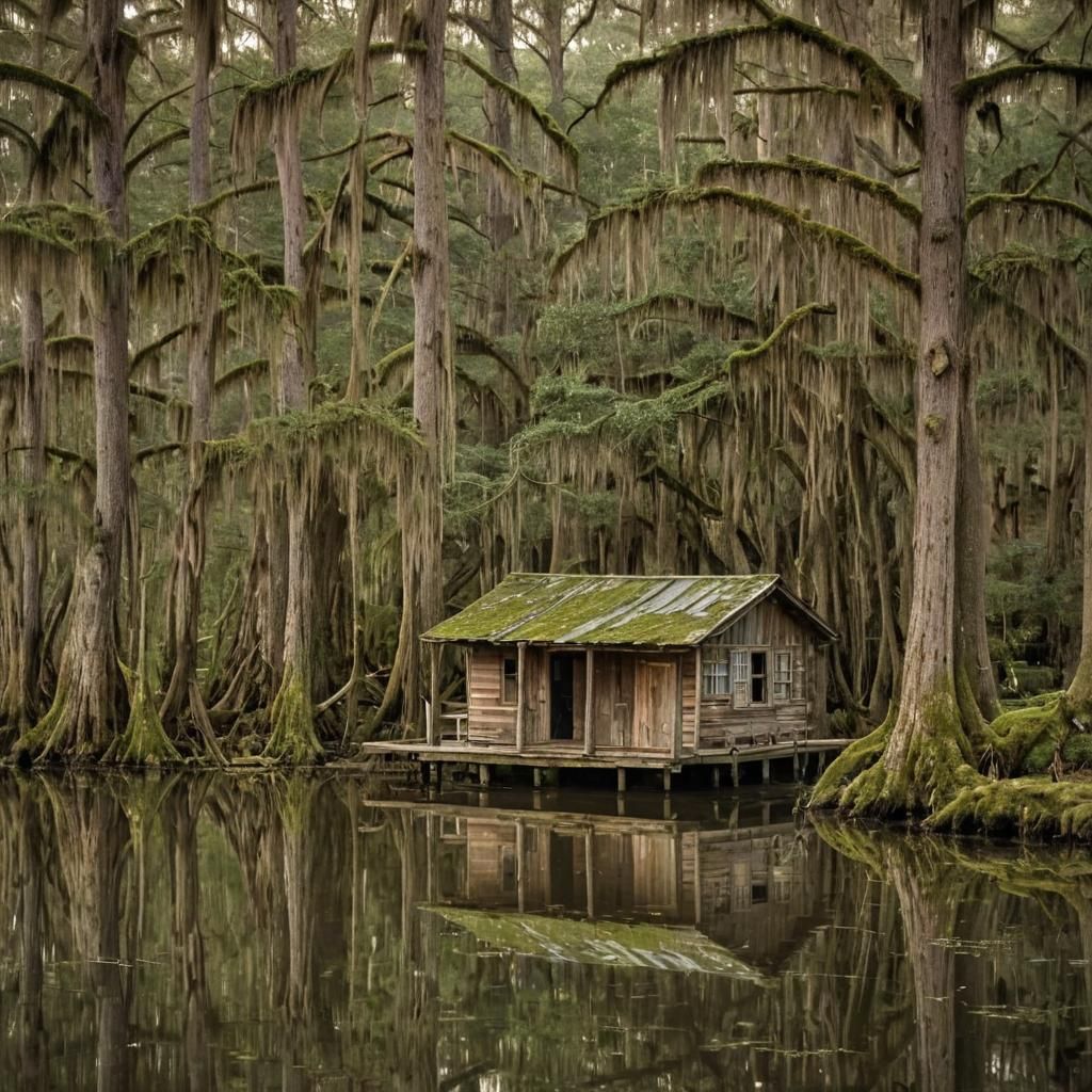 Serene Cypress Cabin in Swampy Waters