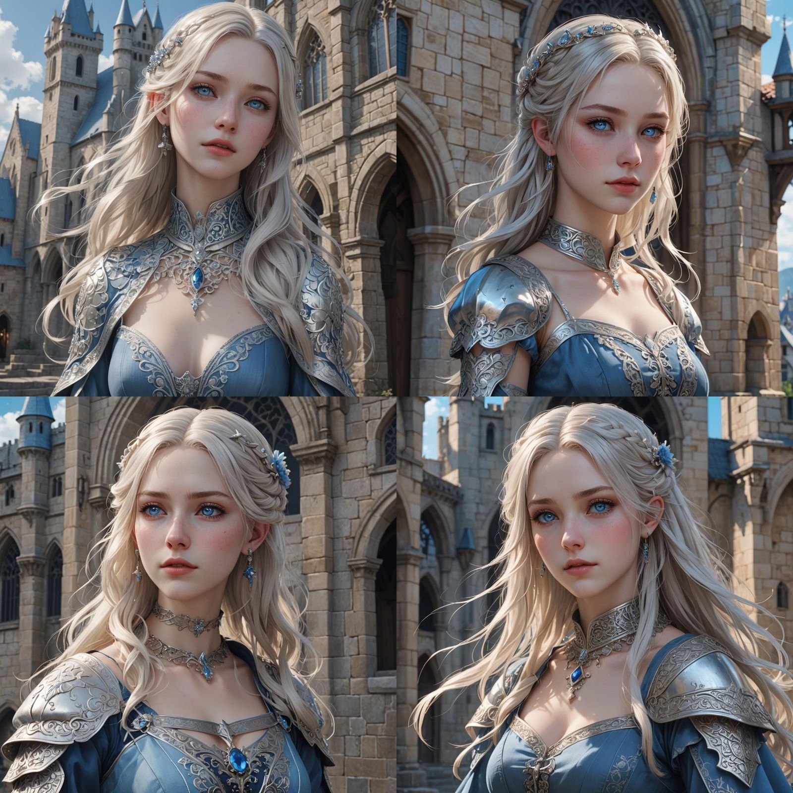 Beautiful Woman with Silver Hair in Anime Style