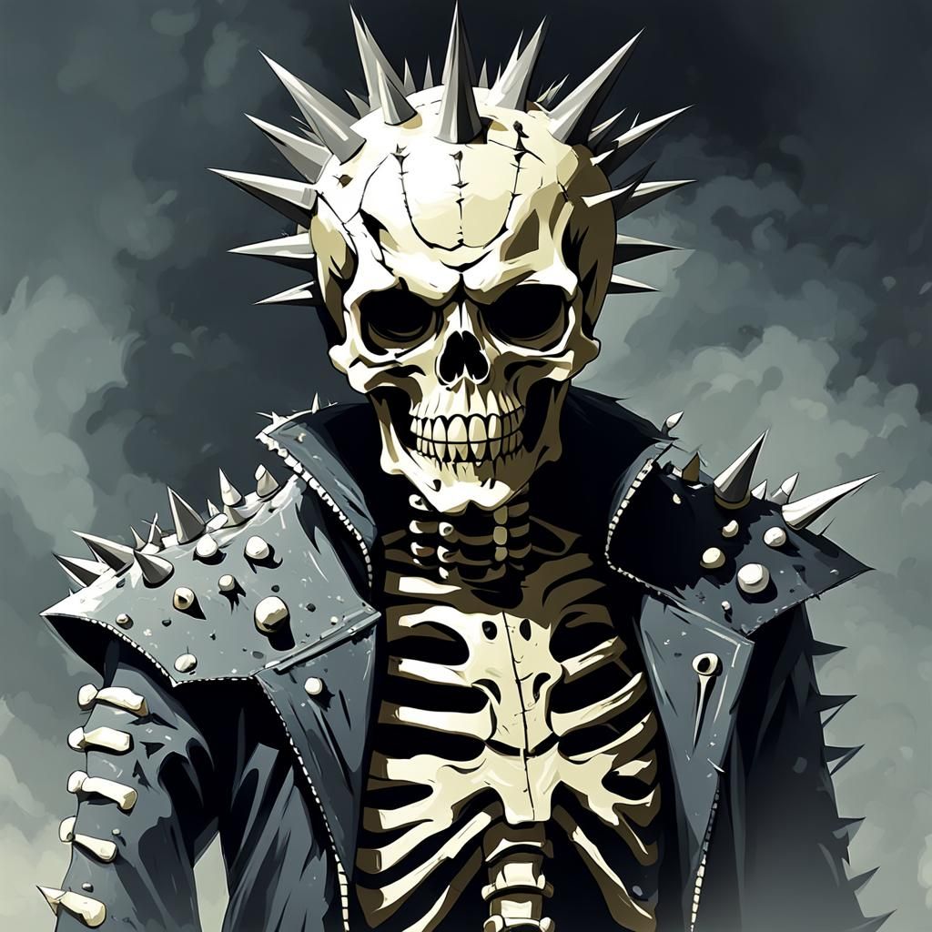Sinister Spiked Skeleton in Dark Fantasy Style