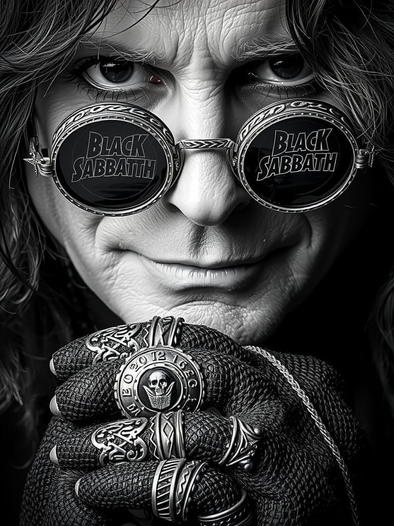 Ozzy Osbourne Studio Portrait with Black Sabbath Glasses