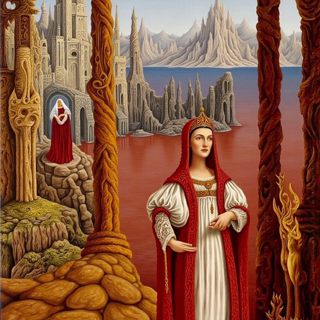 Anne Boleyn Overlooking the Red Sea in Esoteric Surrealism