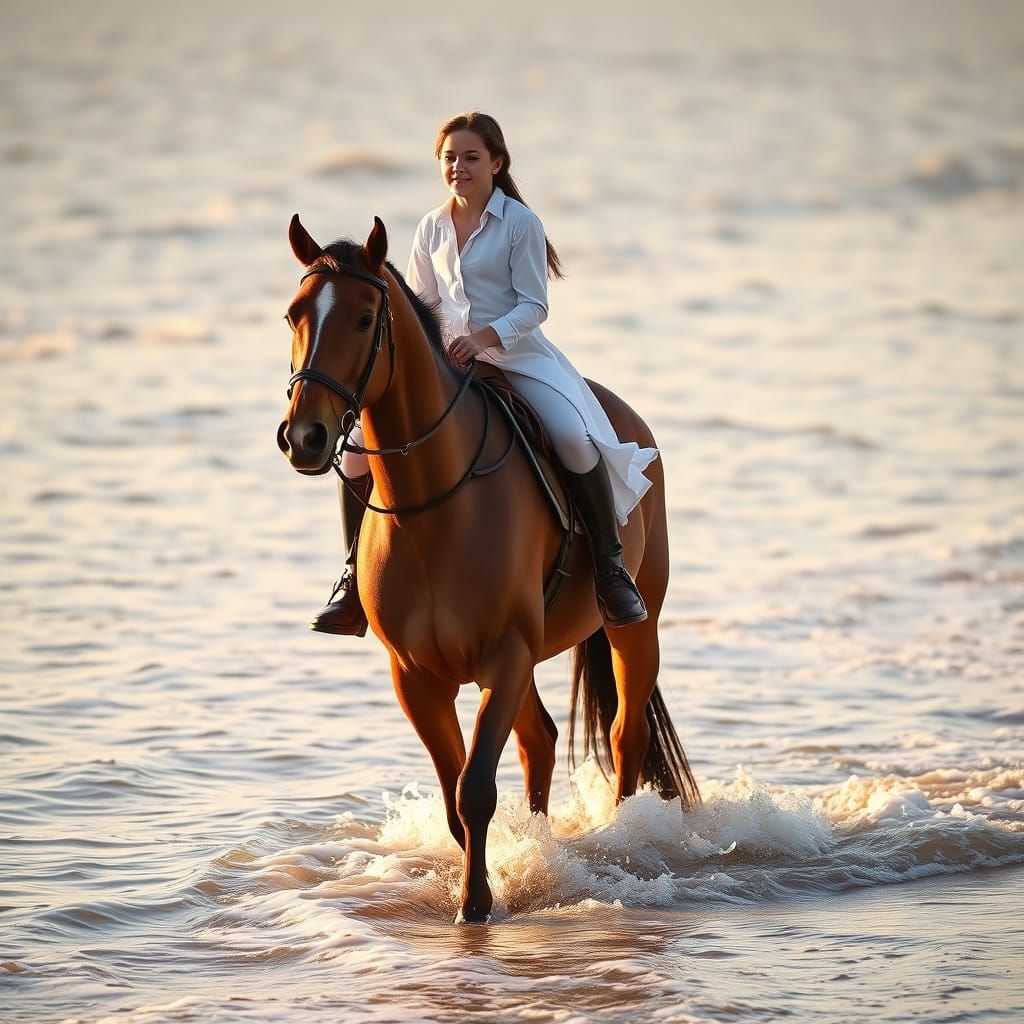 Equestrian Serenity on a Golden Beach