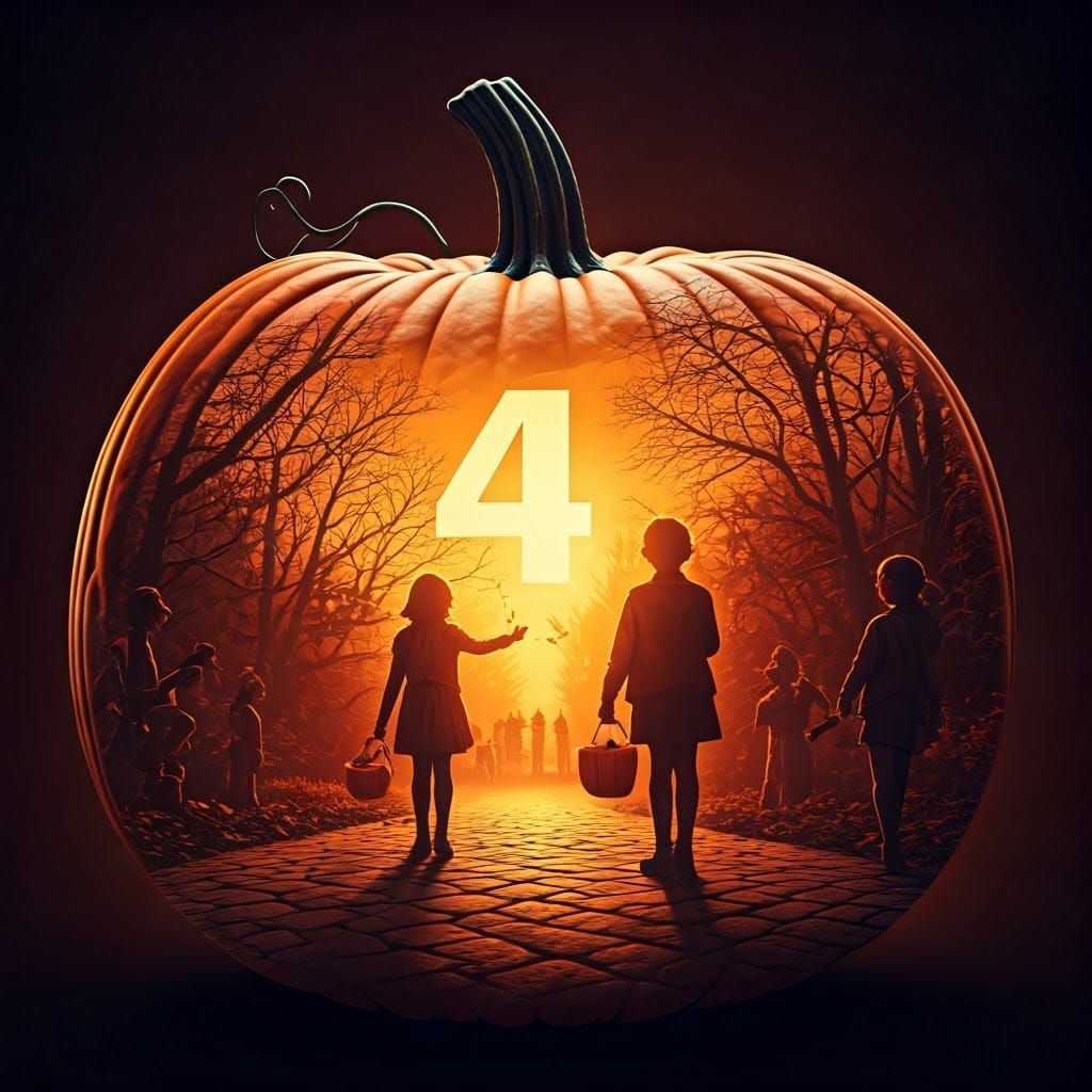 Golden Pumpkin Double Exposure: Halloween Montage