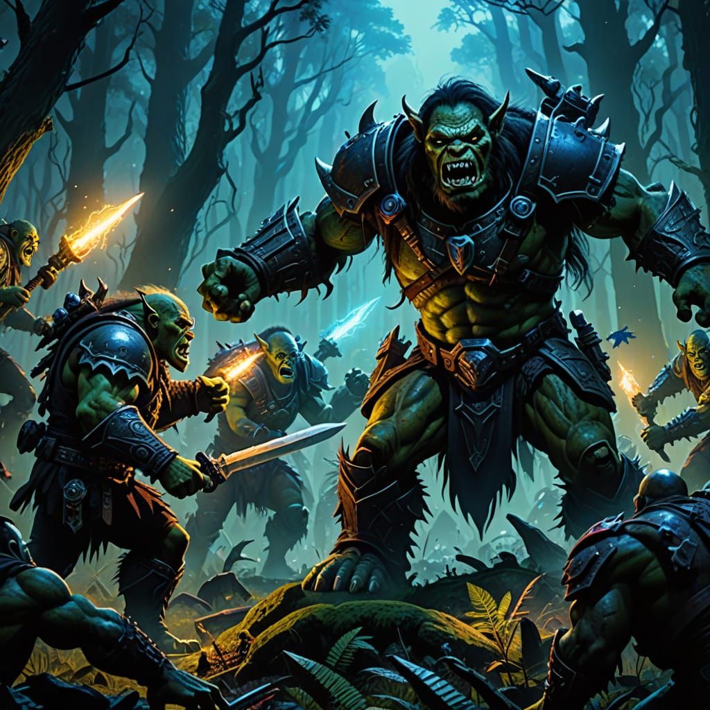 Orcs Engage Alien Forces in a Dark Fantasy Battle