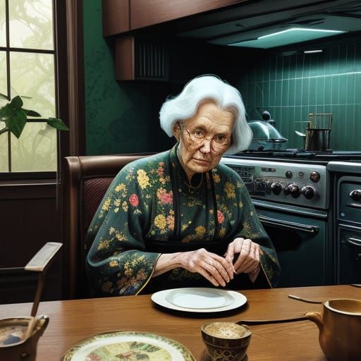 Oracle in a Retro-Futuristic Kitchen