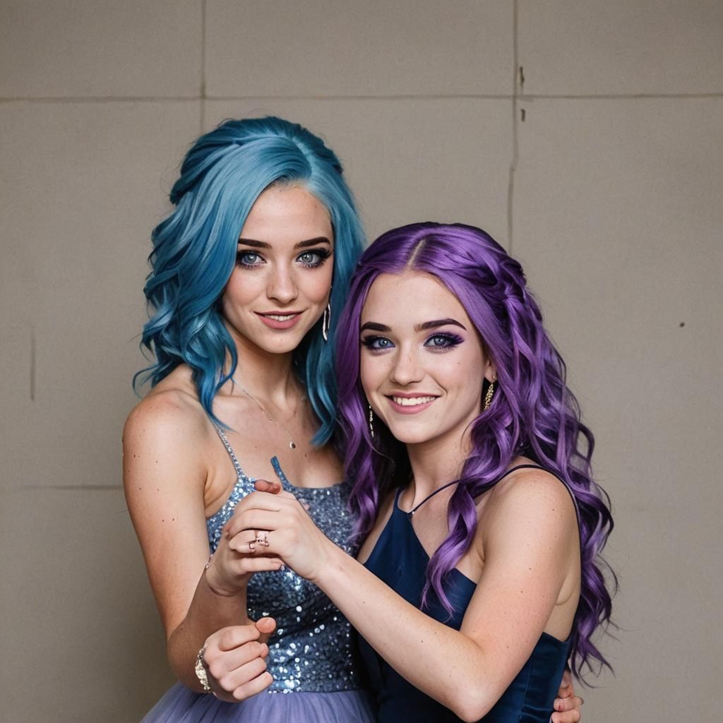 Blue-Haired Girl Dancing with Bully at Prom
