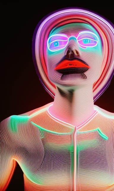 Abstract Neon Lighting Display in the Dark