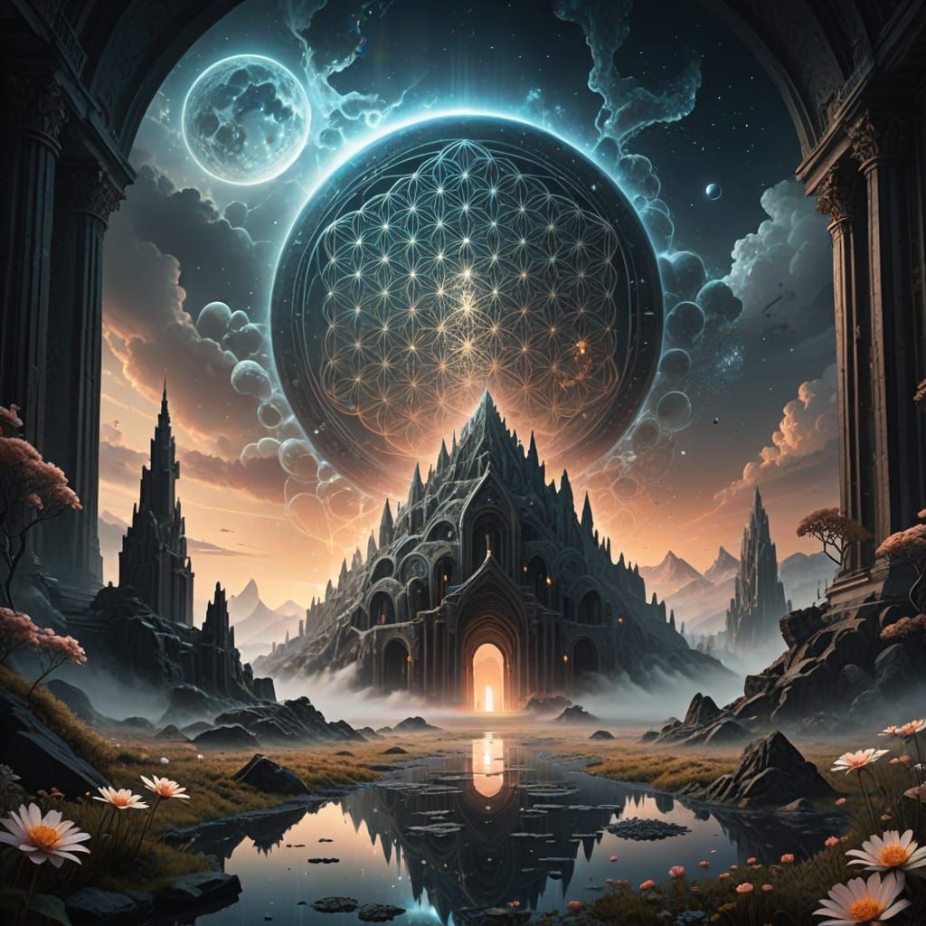 Surreal Fractal Landscape Eroding Memories