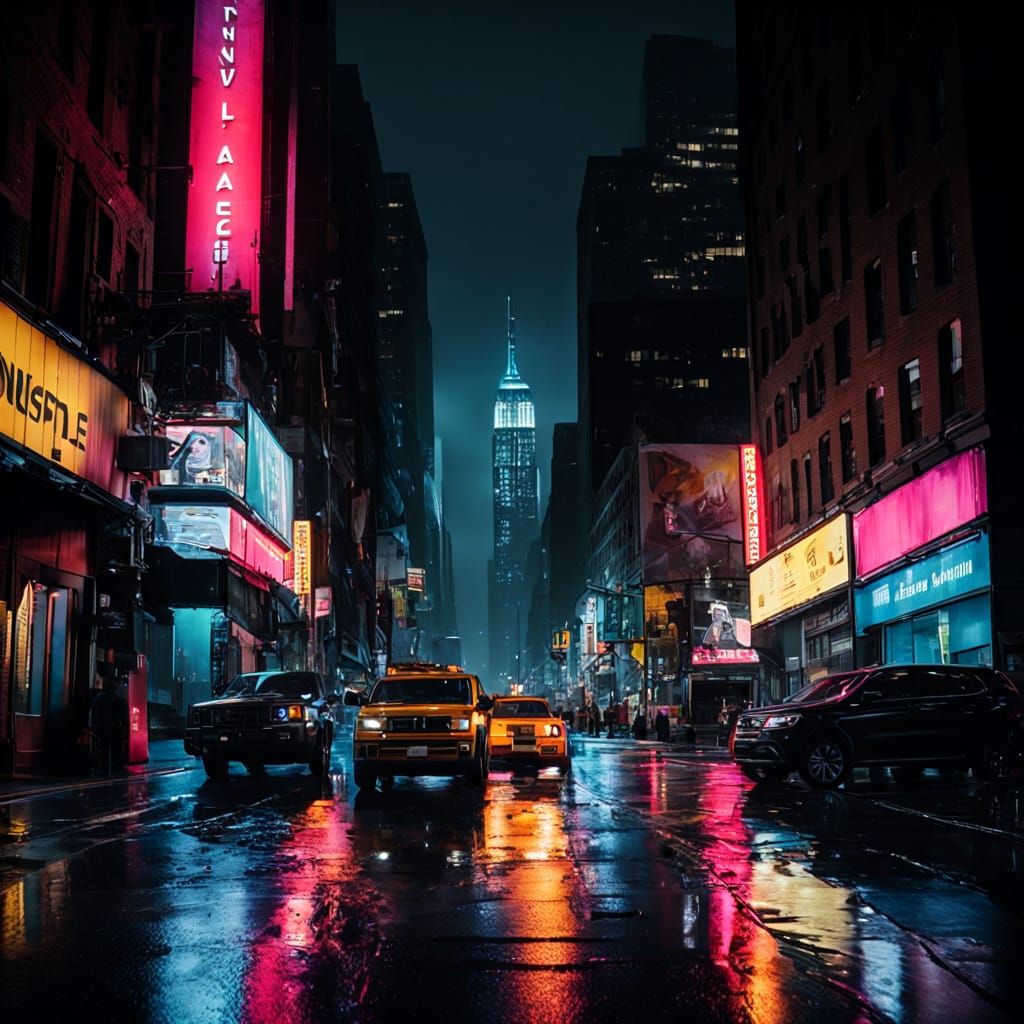 New York City: Rainy Night Cinematic Photography