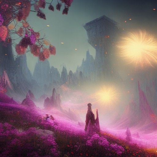 Flowers of the Midnight Sun in Fantasy Art Style