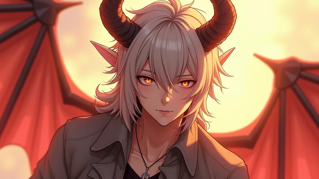 Anime Style Wight Devil with Silver Hair