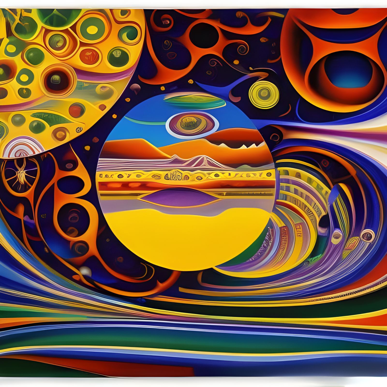 London in Surrealist Style with Triadic Colors