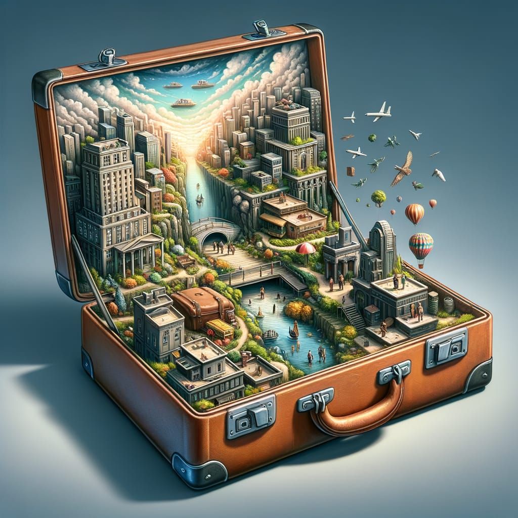 Intricate Briefcase Universe Explores AI's Limitless Potenti...