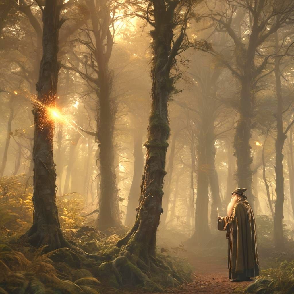 Wizard Dumbledore Battles Treant People with Magic