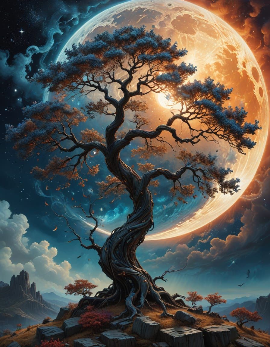 Whimsical Lunar Landscape in Intricate Detail