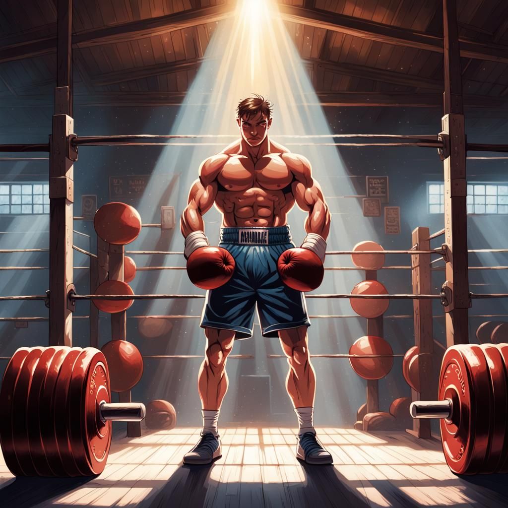 European Athlete Lifts Weights in Comic Book Art Style