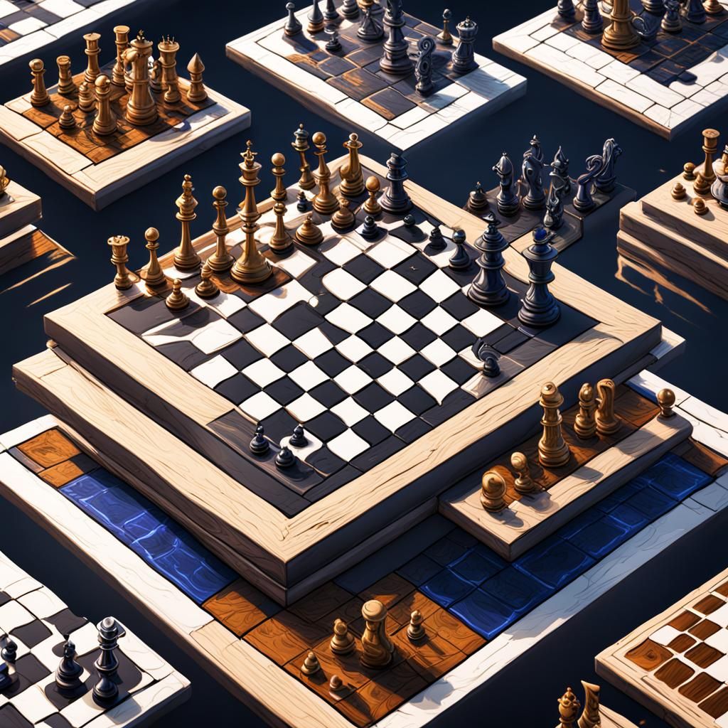 Living Chessboard Battle: Detailed Fantasy Concept Art